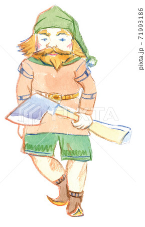 Character of gnome with ax, fairytale character 71993186