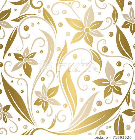 White and gold leaves seamless pattern.  71993626