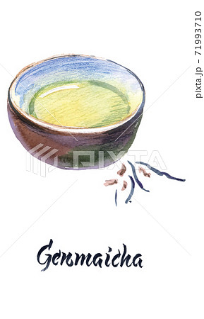 Illustration of Japanese tea, Genmaicha tea 71993710