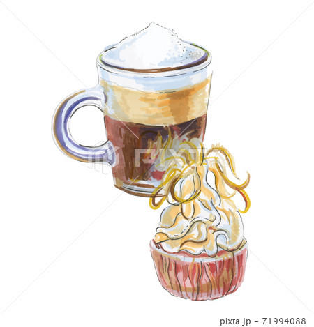 Watercolor coffee espresso, cupcake 71994088