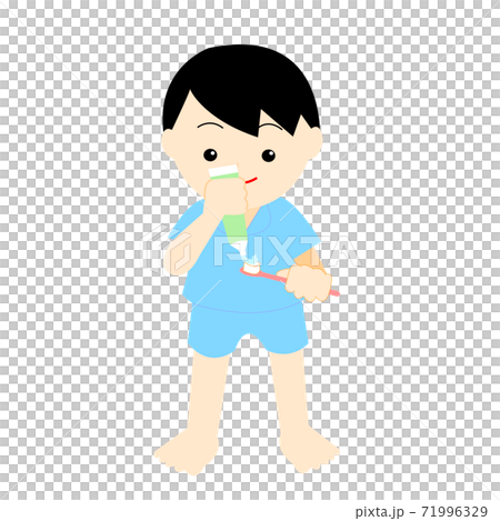 Boy with toothpaste 71996329