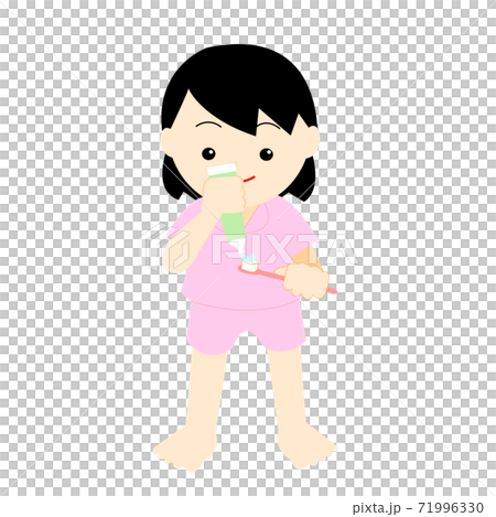 Girl putting on toothpaste 71996330