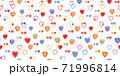 Abstract seamless pattern for Valentines day. Small multi-colored hearts. Cute hand-drawn simple illustration. Ornament for wrapping paper banner, postcard. Vector illustration about love. 71996814