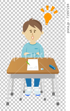 テストで答えが閃いた小学生のイラストイメージ テストで答えが閃いた小学生のイラストイメージ 71997284