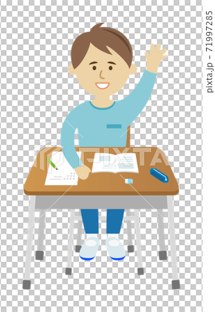 Illustration image of an elementary school student raising his hand Illustration image of an elementary school student raising his hand 71997285