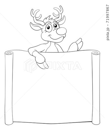 Christmas Reindeer Cartoon Sign 71997867