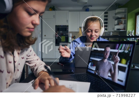 Online school lesson at home Online school lesson at home 71998227