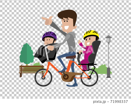 Parents and children who carry their children on bicycles and go to the park Parents and children who carry their children on bicycles and go to the park 71998337