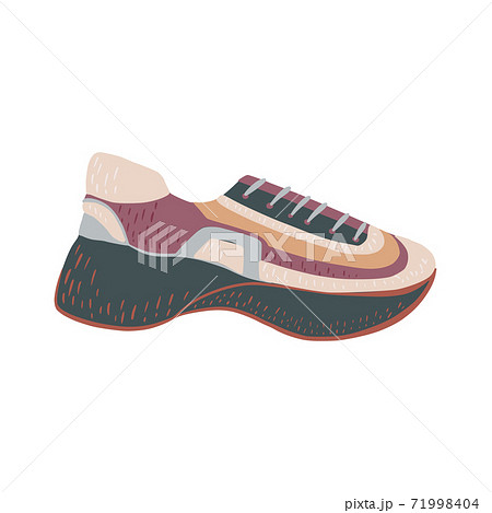 Big sneaker isolated on white background. Scandinavian drawing sneaker color in doodle style 71998404
