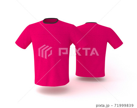 Pink T-shirt template, isolated on background. Men's realistic T-shirt mockup 3d render. Pink T-shirt template, isolated on background. Men's realistic T-shirt mockup 3d render. 71999839