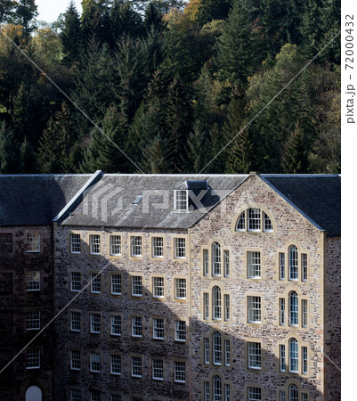 Old Disused Mill Building at New Lanark Village Scotland in Autumn Sunlight 72000432