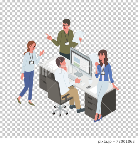 People having a meeting Scenery of a meeting Isometric illustration 72001868