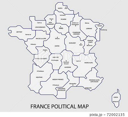France political map divide by state colorful outline simplicity style. 72002135