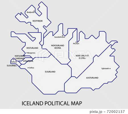 Iceland political map divide by state colorful outline simplicity style. 72002137