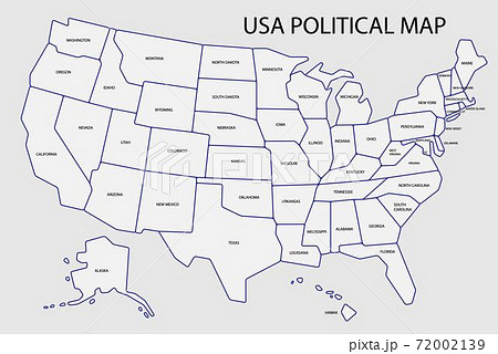 United States of America political map divide by state colorful outline simplicity style. 72002139