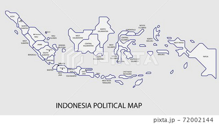 Indonesia political map divide by state colorful outline simplicity style. 72002144