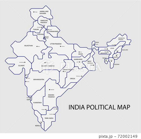 India Political Map Divide By State Colorful...のイラスト素材 [72002149] - PIXTA