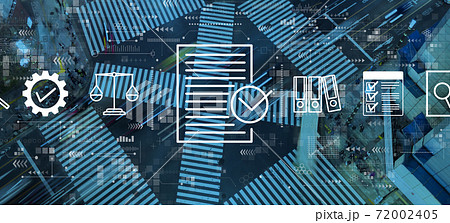 Compliance concept with city traffic intersection 72002405