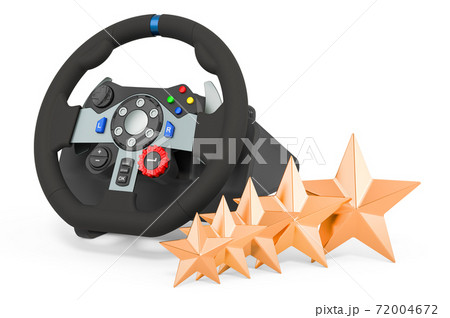 Customer rating of gaming steering wheel concept. 3D rendering 72004672