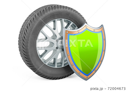 Car wheel with shield, 3D rendering 72004673