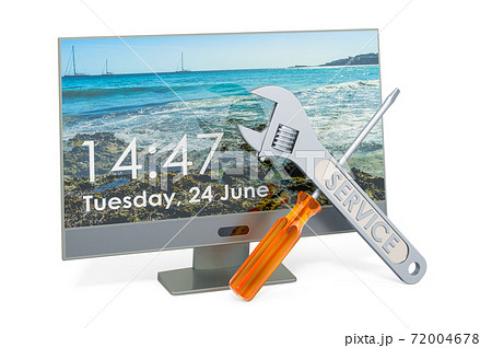 Service and repair of computer monitor, 3D rendering Service and repair of computer monitor, 3D rendering 72004678