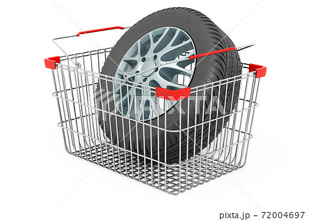 Car wheel with lawn mower, 3D rendering Car wheel with lawn mower, 3D rendering 72004697