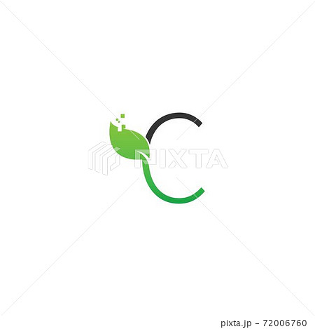 Letter C logo leaf digital icon design concept 72006760