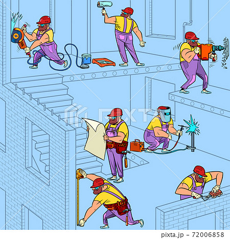 Construction. Many workers of different specialties 72006858