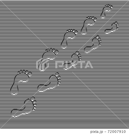 Footprints of curved lines. Monochrome background concept.  72007910