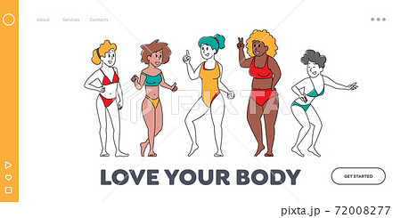 Body Positive Women Diversity Landing Page Template. Happy Multiracial, Multicultural Girl Characters of Different Ages Body Positive Women Diversity Landing Page Template. Happy Multiracial, Multicultural Girl Characters of Different Ages 72008277