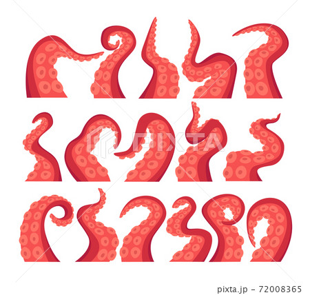 Octopus Tentacles Isolated Icons Set. Underwater Animal Antennas or Feelers on White Background. Monster Kraken Hands Octopus Tentacles Isolated Icons Set. Underwater Animal Antennas or Feelers on White Background. Monster Kraken Hands 72008365