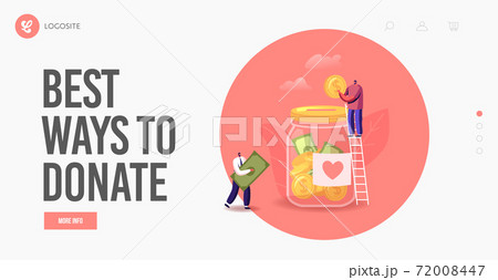 People Giving Money Landing Page Template. Donation, Volunteers Charity. Tiny Characters on Ladder Throw Coins in Jar People Giving Money Landing Page Template. Donation, Volunteers Charity. Tiny Characters on Ladder Throw Coins in Jar 72008447