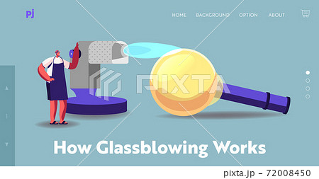 Glassblowing Decor Producing Manufacture, Craft Landing Page Template. Tiny Glassblower Create Decor Blowing Glass Piece Glassblowing Decor Producing Manufacture, Craft Landing Page Template. Tiny Glassblower Create Decor Blowing Glass Piece 72008450
