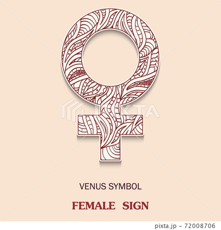 Symbol of Venus is a female floor sign with a pattern in tribal Indian style. 72008706