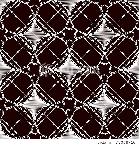 Seamless pattern of lace cloth. White ornament on a dark background. 72008716