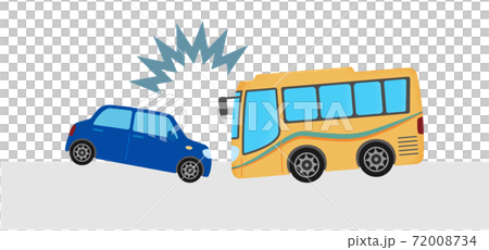 Vector illustration of a traffic accident Head-on collision between a passenger car and a bus 72008734