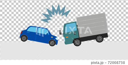 Vector illustration of a traffic accident Head-on collision between a passenger car and a truck 72008738