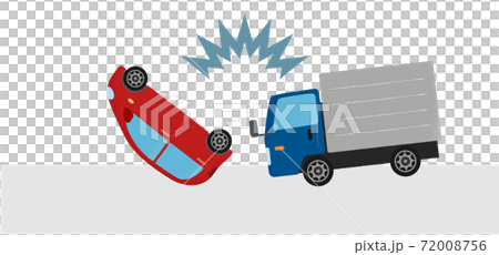 Vector illustration of a traffic accident: Collision between a passenger car and a truck 72008756