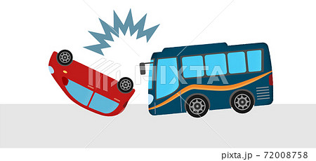 交通事故のベクターイラスト 乗用車とバスの衝突のイラスト素材