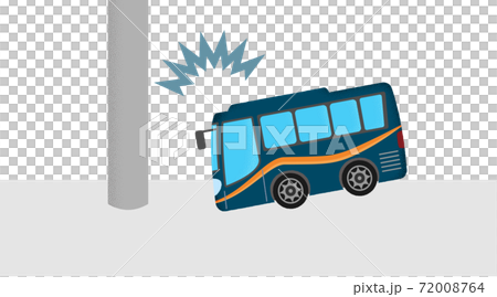 交通事故のベクターイラスト　電柱に衝突するバス 72008764
