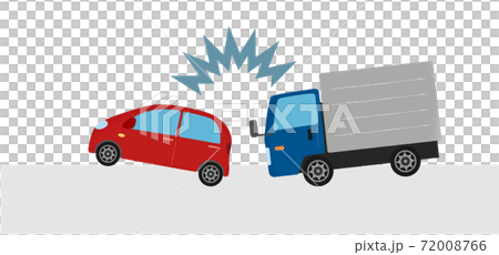 Vector illustration of a traffic accident: Collision between a passenger car and a truck 72008766