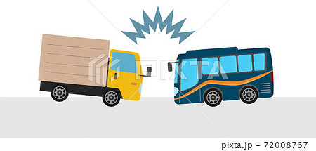 交通事故のベクターイラスト トラックとバスの衝突のイラスト素材
