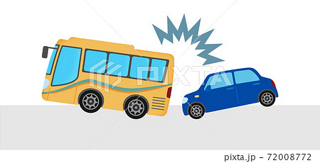 交通事故のベクターイラスト　乗用車とバスの衝突 72008772