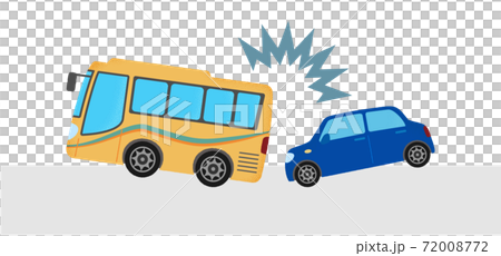 Vector illustration of a traffic accident: Collision between a passenger car and a bus 72008772