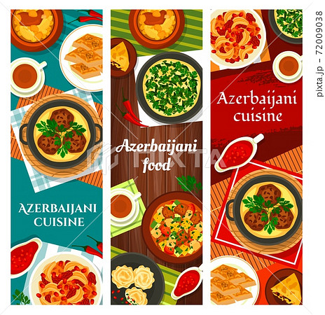 Azerbaijani food vector meals cartoon banners 72009038