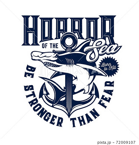 Tshirt print with hammer head shark vector mascot 72009107