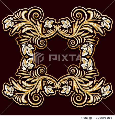 Gold frame of leaves on a dark background. Gold frame of leaves on a dark background. 72009304