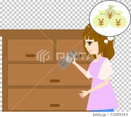 一位家庭主婦偷偷存錢的插圖 72009343
