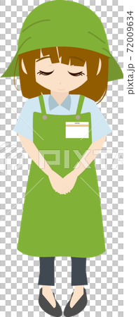 礼をする可愛いスーパーの店員のイラストのイラスト素材