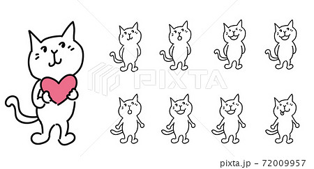 かわいいネコのキャラクターアイコンセットのイラスト素材